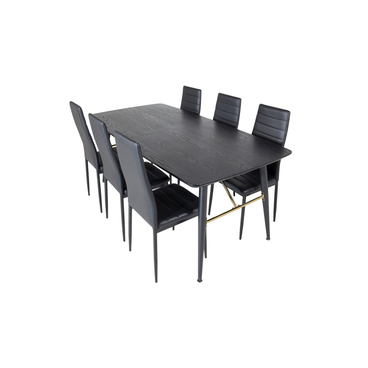 Gold, Slim Rektangulär matgrupp Svart, Svart, 180 x 85