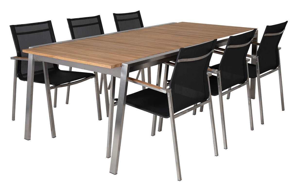 Naos Matgrupp 100x220-320 cm ink 6st Naos Karmstolar Rostfritt/Teak