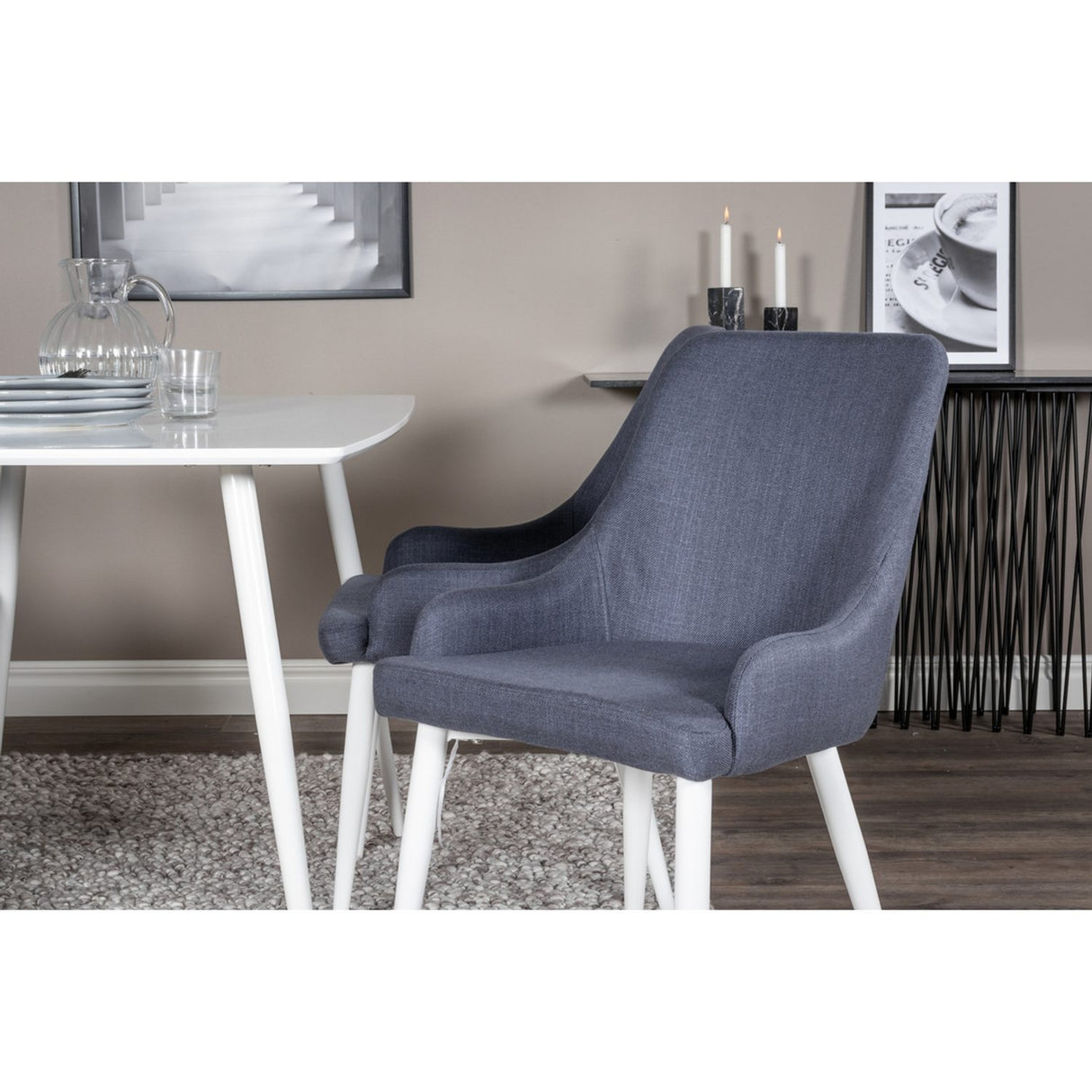 Polar, Plaza Rund matgrupp Blå,Vit, Vit, 120 x 75