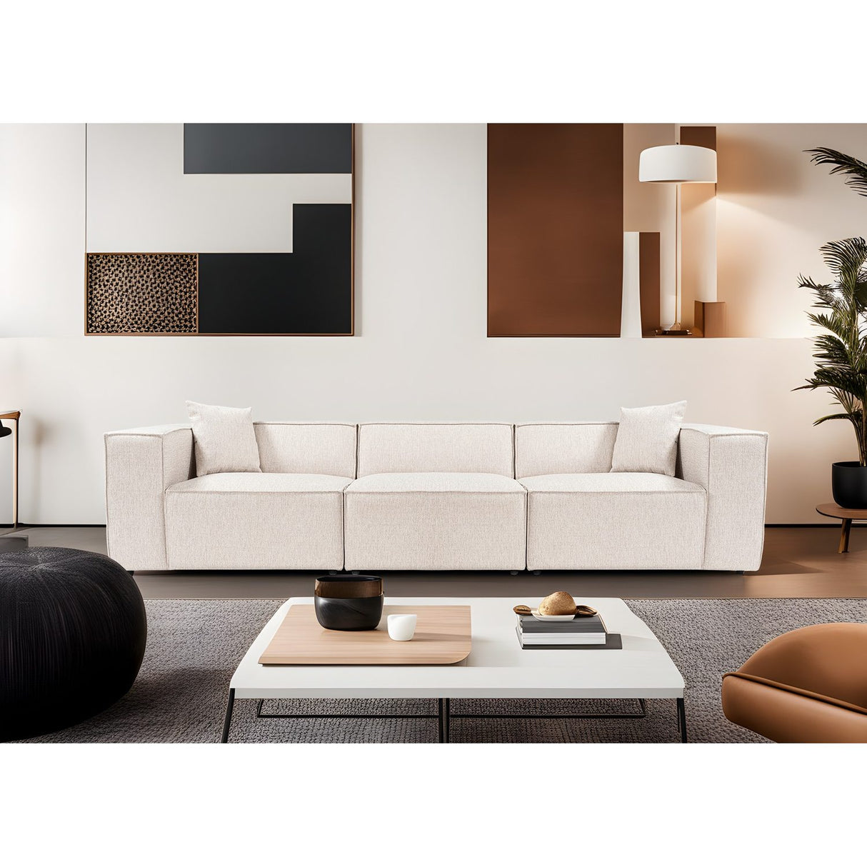 Tbilisi 3-sits (303 x 108 x 65 cm) Ljusbrun 3-sitssoffa