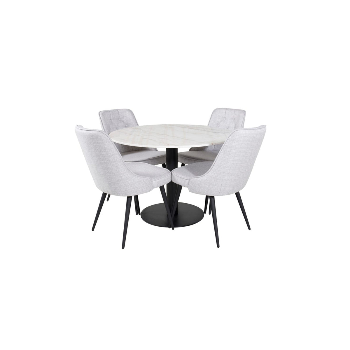 Estelle, Velvet Deluxe Rund matgrupp Svart,Ljusgrå, Svart, vit, ⌀106