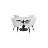 Estelle, Velvet Deluxe Rund matgrupp Svart,Ljusgrå, Svart, vit, ⌀106