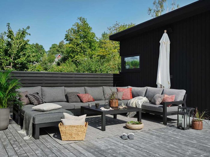 Stettler 2-sits Soffa mittdel Svart/Grå