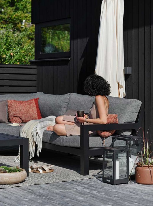 Stettler 2-sits Soffa Vänster Svart/Grå