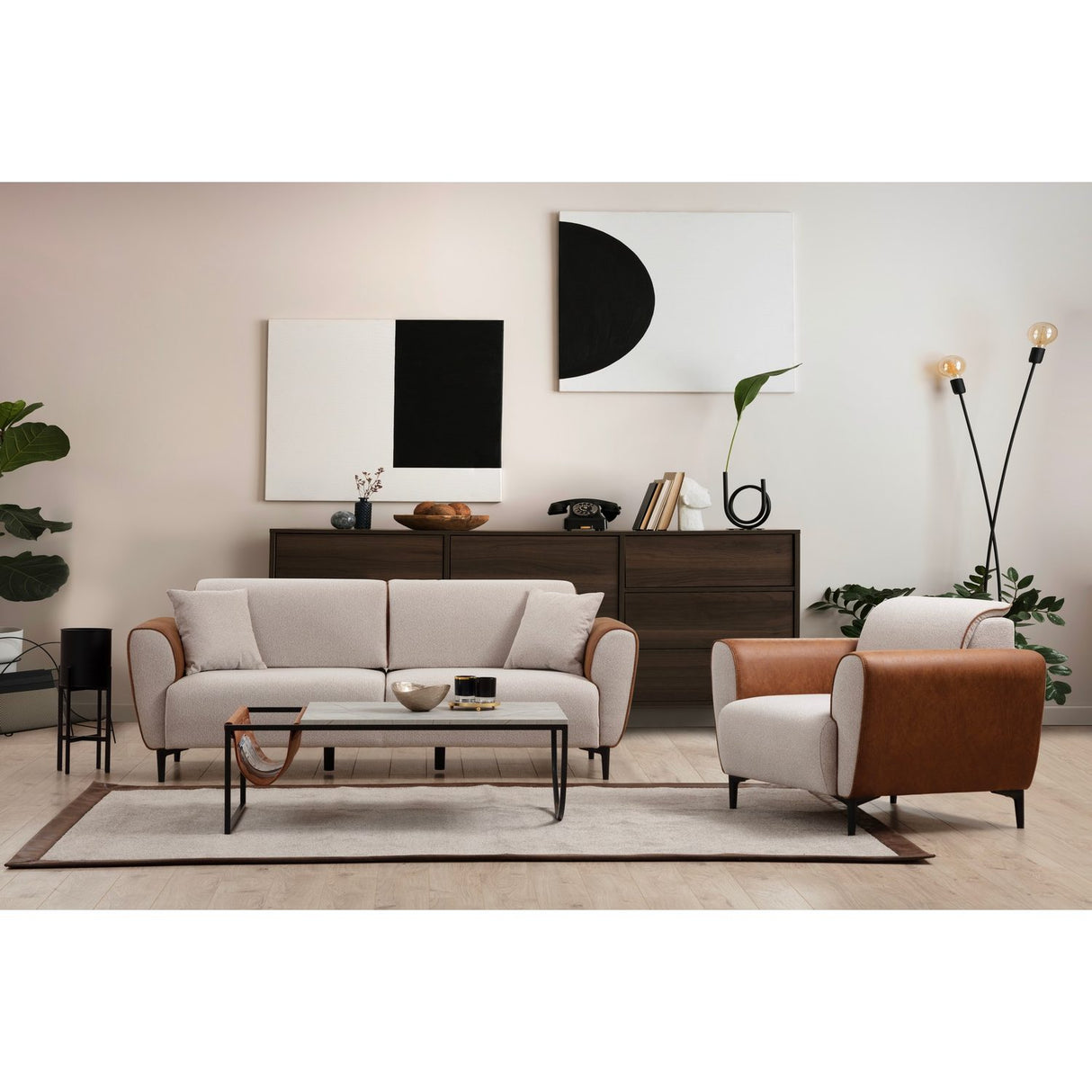 Minsk (215 x 85 cm) 3-sits bäddsoffa Beige kanel