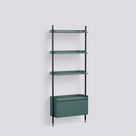 Pier System 131 1 sektion 82 × 34 × 209 cm Hyllsystem PS Blue, Black – anodiserad aluminium
