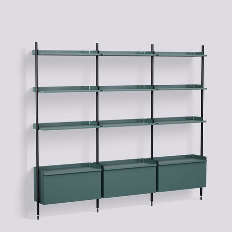Pier System 133 3 sektioner 242 × 34 × 209 cm Hyllsystem PS Blue, Black – anodiserad aluminium