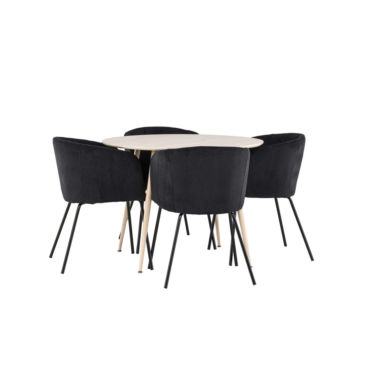 Plaza, Berit Rund matgrupp Svart, Vitputsad, 4st