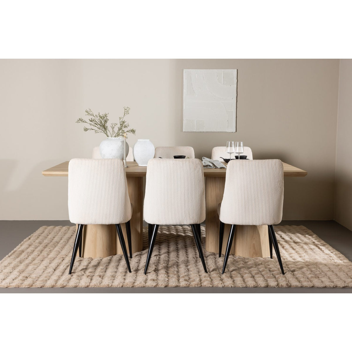 Olivia, Leone Rektangulär matgrupp Beige, Natur, 6st