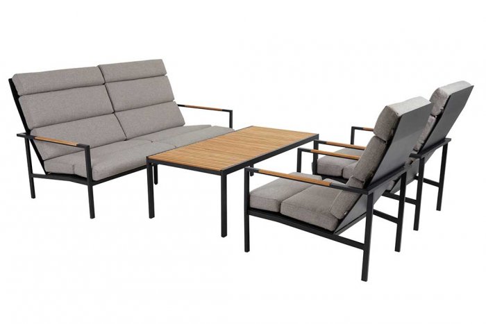 Indus 3-sits Soffa Svart/Teak