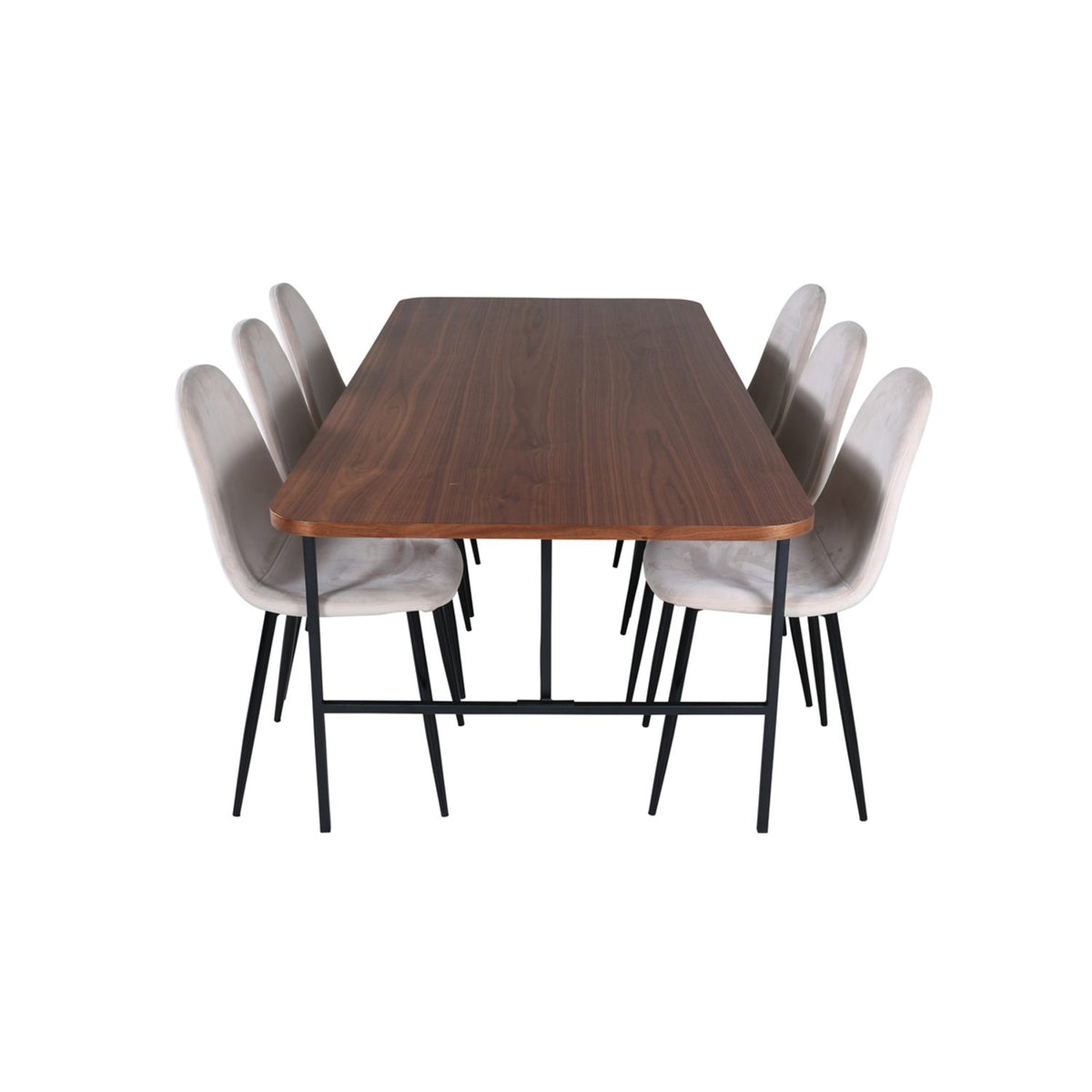 Uno, Polar Rektangulär matgrupp Beige, Svart, Svart,Natur, 200 x 90