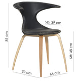 Flair Stol Black Leather, Oak