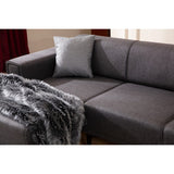 Hanoi (250-140 x 85 x 77 cm) Hörnsoffa-bäddsoffa Mörkgrå, Vänster