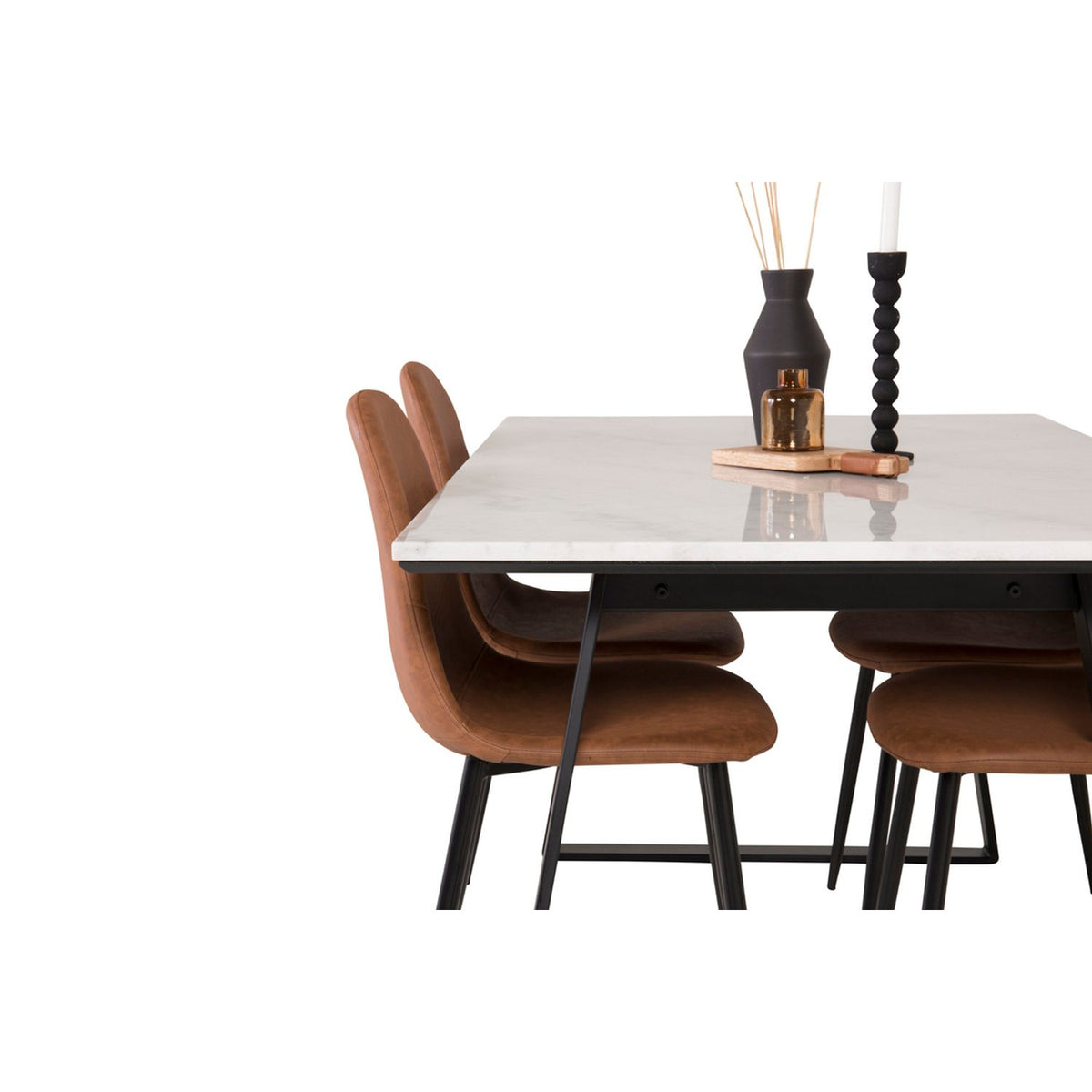 Estelle, Polar Rektangulär matgrupp Svart,Brun, Svart,Vit, 140 x 90