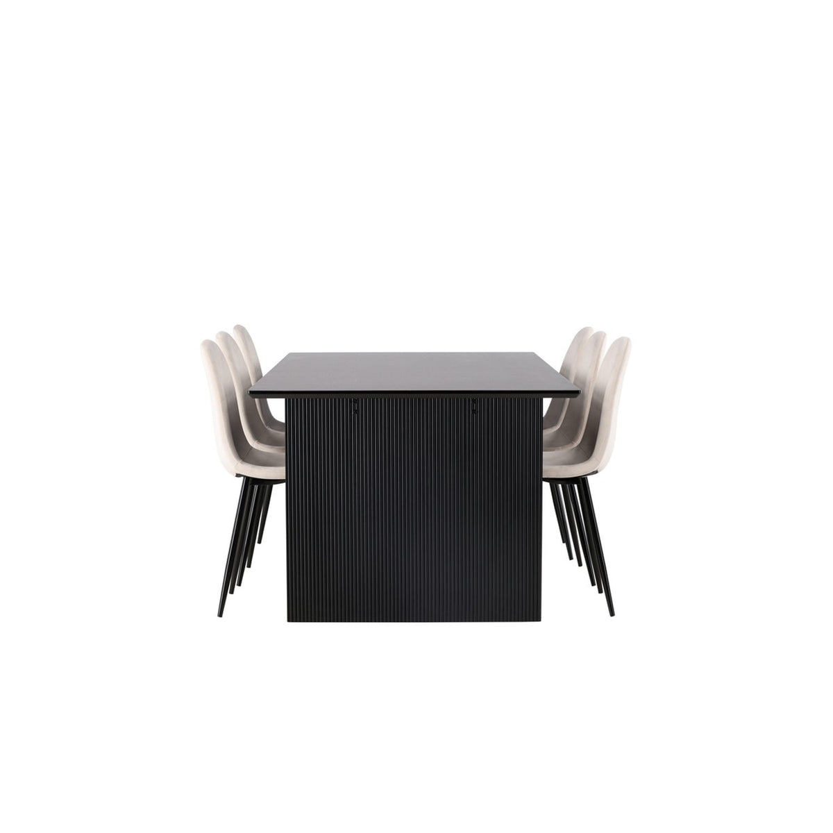 Vail, Polar Rektangulär matgrupp Beige, Svart, Svart, 200 x 100