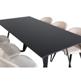 Marina, Velvet Rektangulär matgrupp Beige,Svart, Svart, 180 x 90