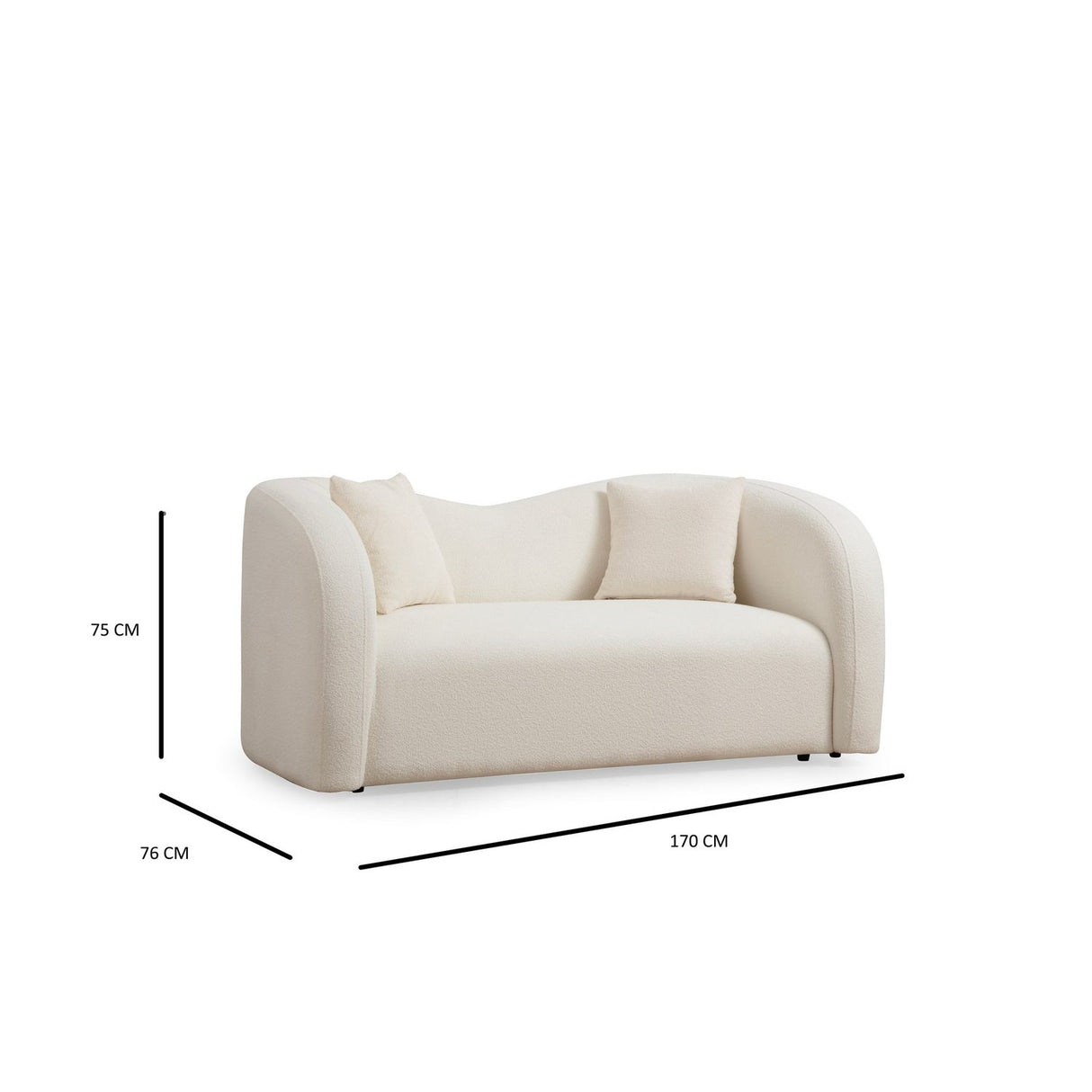 Ohrid (170 x 76 x 75 cm) Creme 2-sitssoffa