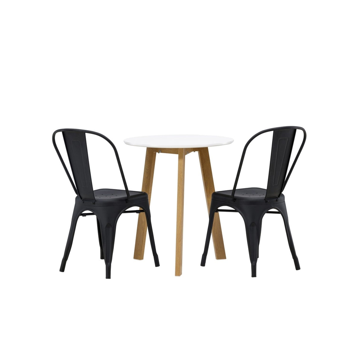 Leonora, Tempe Rund matgrupp Svart, Vit, ⌀65