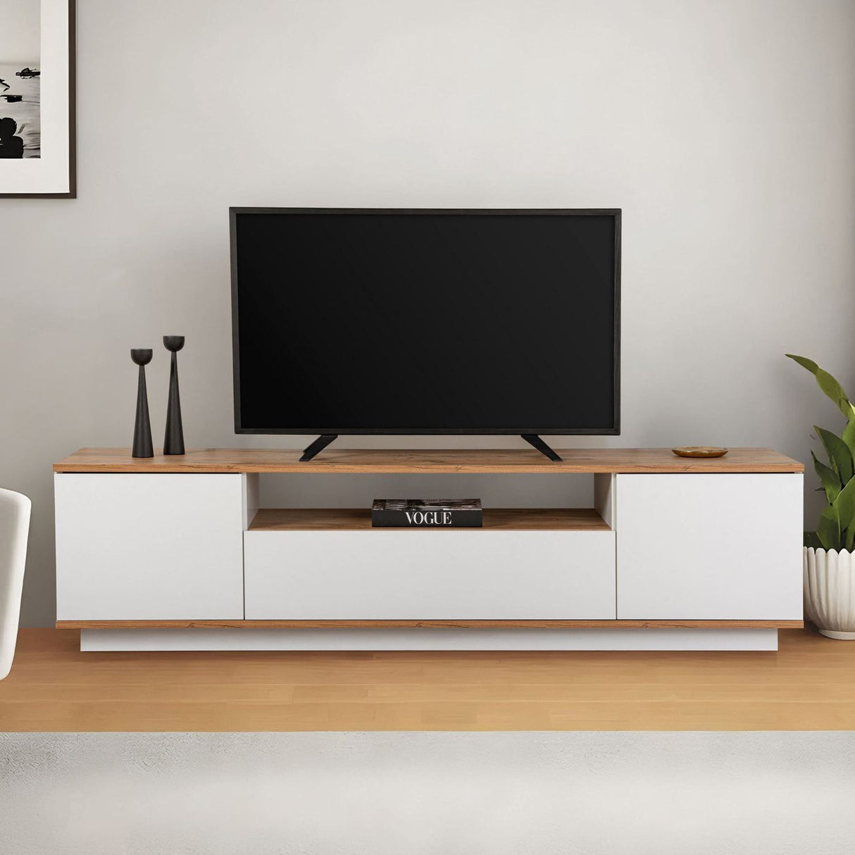 Potenza TV-bänk Vit / Atlantic Pine