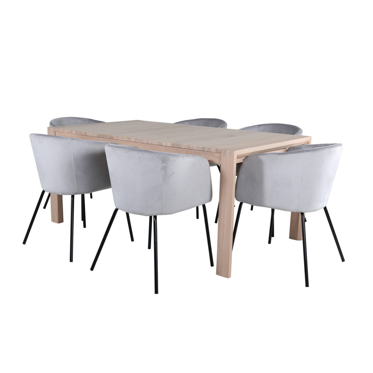 Slider, Berit Rektangulär matgrupp Svart,Grå, Vitlaserad, 170 x 95