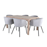 Slider, Berit Rektangulär matgrupp Svart,Grå, Vitlaserad, 170 x 95