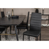 Gold, Slim Rektangulär matgrupp Svart, Svart, 180 x 85