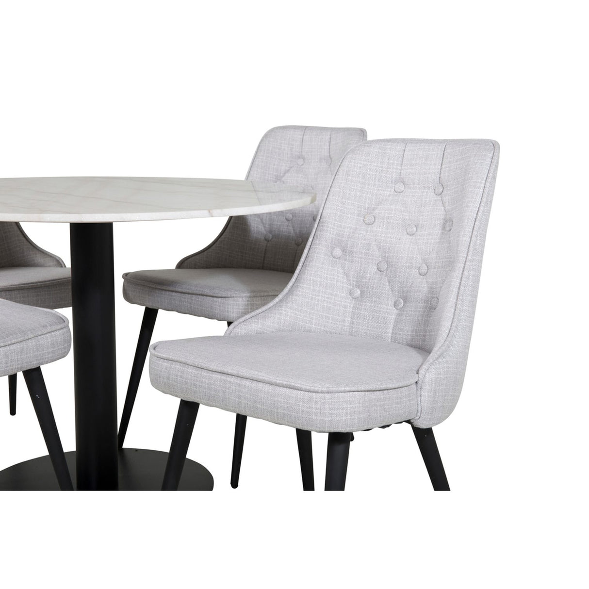 Estelle, Velvet Deluxe Rund matgrupp Svart,Ljusgrå, Svart, vit, ⌀106