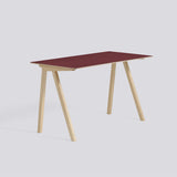 CPH 90 L130 × B65 × H74 cm Skrivbord Burgundy – linoleum, massiv ek med vattenbaserad lack