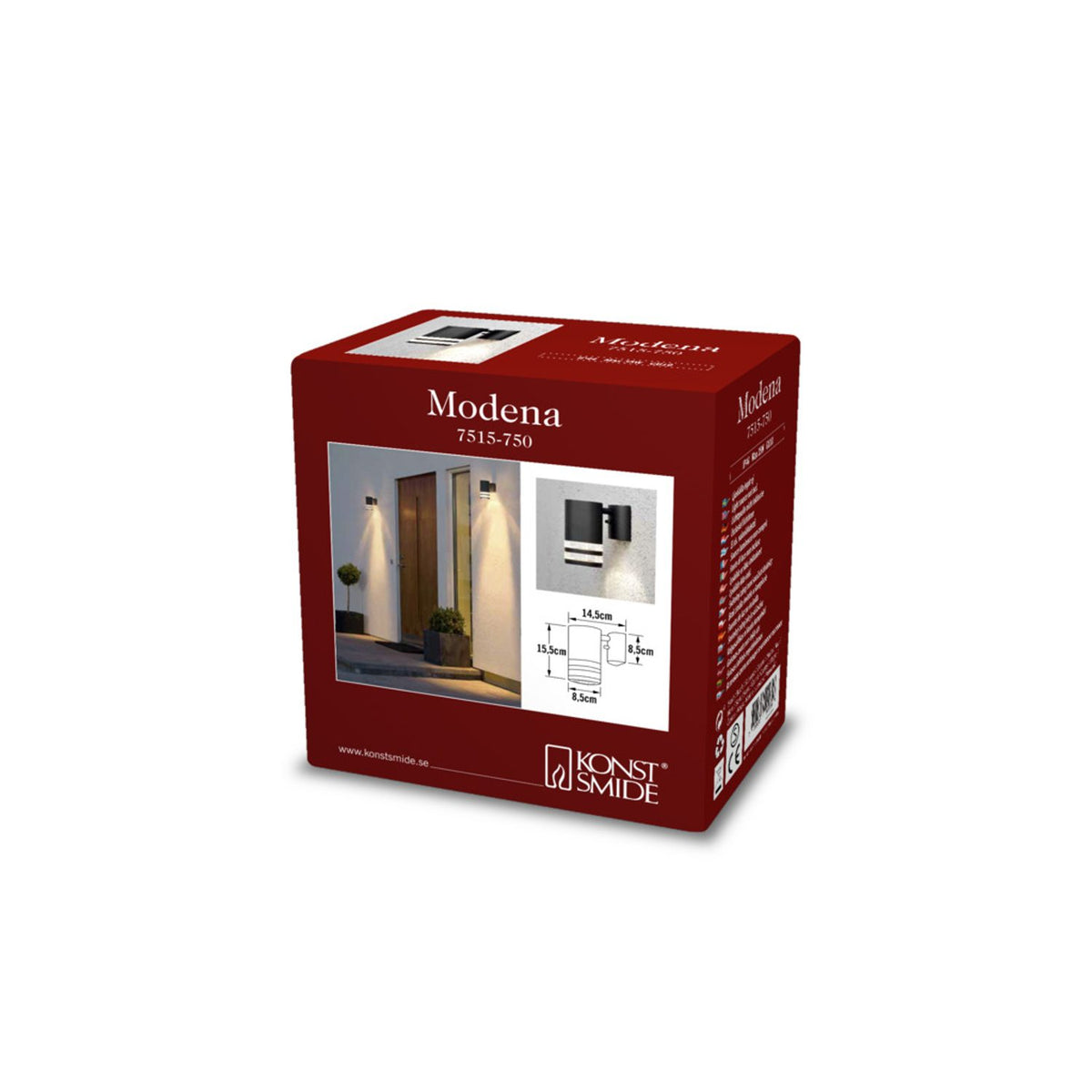 Modena GU10 Ned Transparent Vägglampa Ute Svart, 15.5 cm