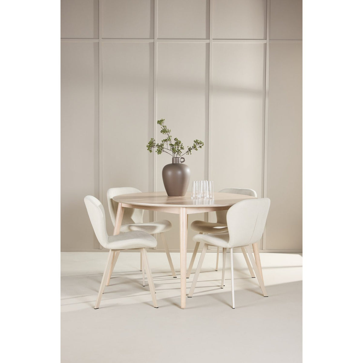 Flora, Lilja Runt matgrupp Beige, Vitlasyr, ⌀120