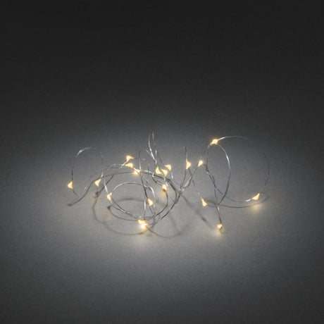 Metallisk LED Timer 6h Ljusslinga Inomhus 20 Lampor (1.9m), Amber/Silverfärgad