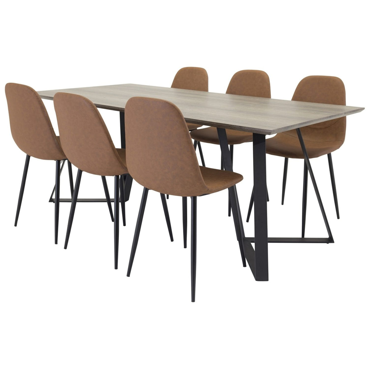 Marina, Polar Rektangulär matgrupp Svart,Brun, Svart,Grå, 180 x 90
