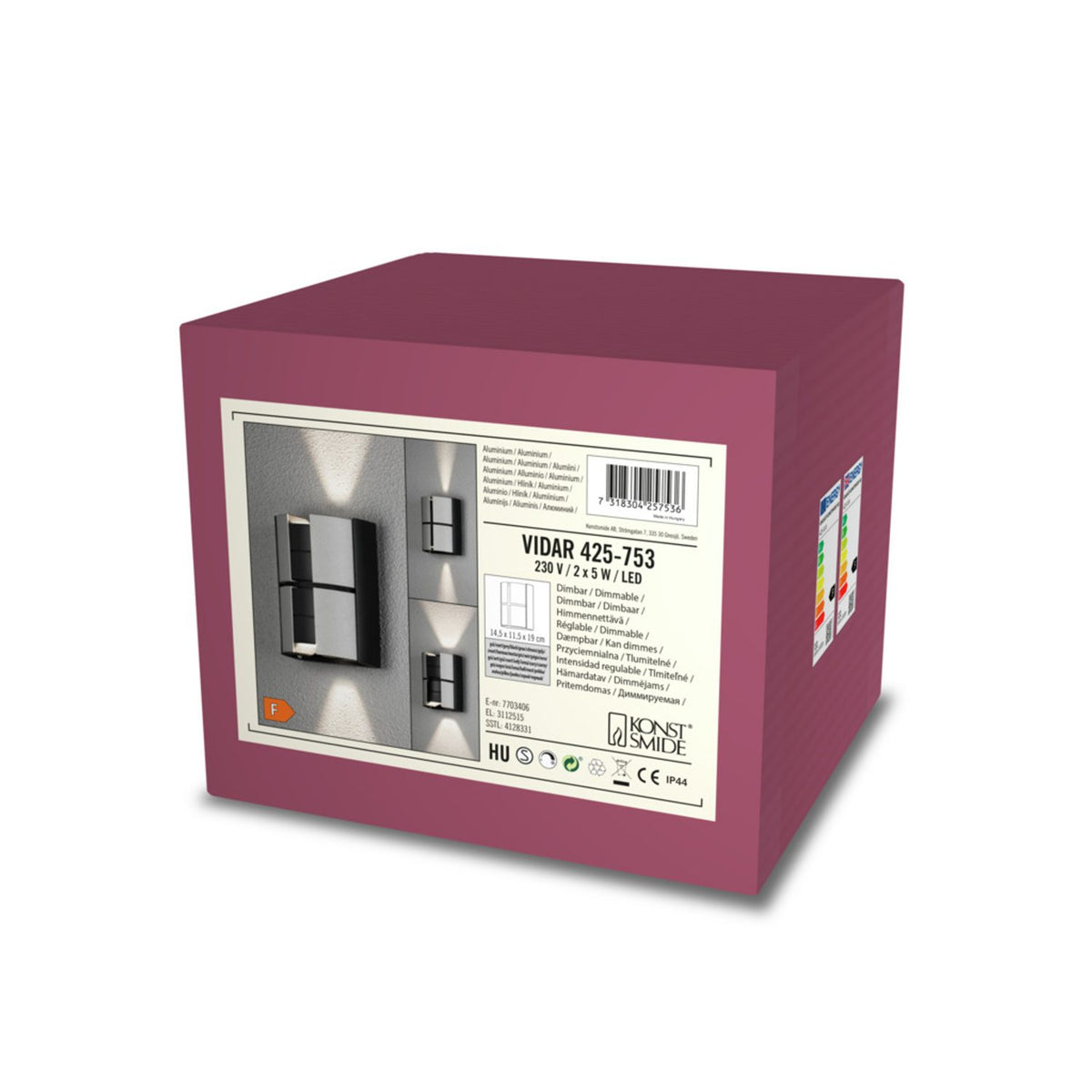 Vidar 2x5W LED Svart/Silver Vägglampa Ute
