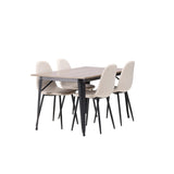 Tempe, Polar Rektangulär matgrupp Beige, Svart, Valnöt, 140 x 80