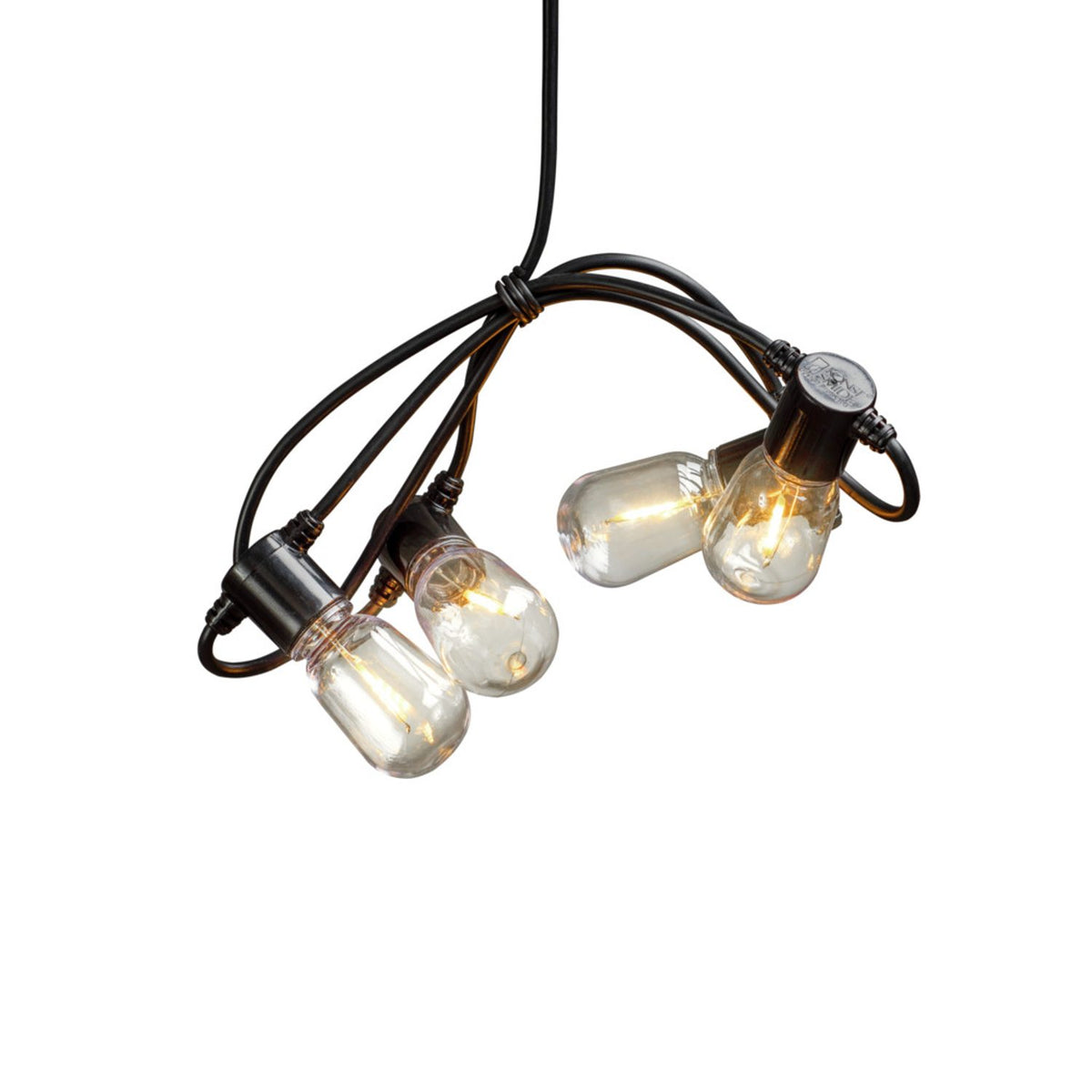 E14 Ovala LED Svart kabel 6V/IP44 Ljusslinga Ute 40 Lampor (9.75m), Amber