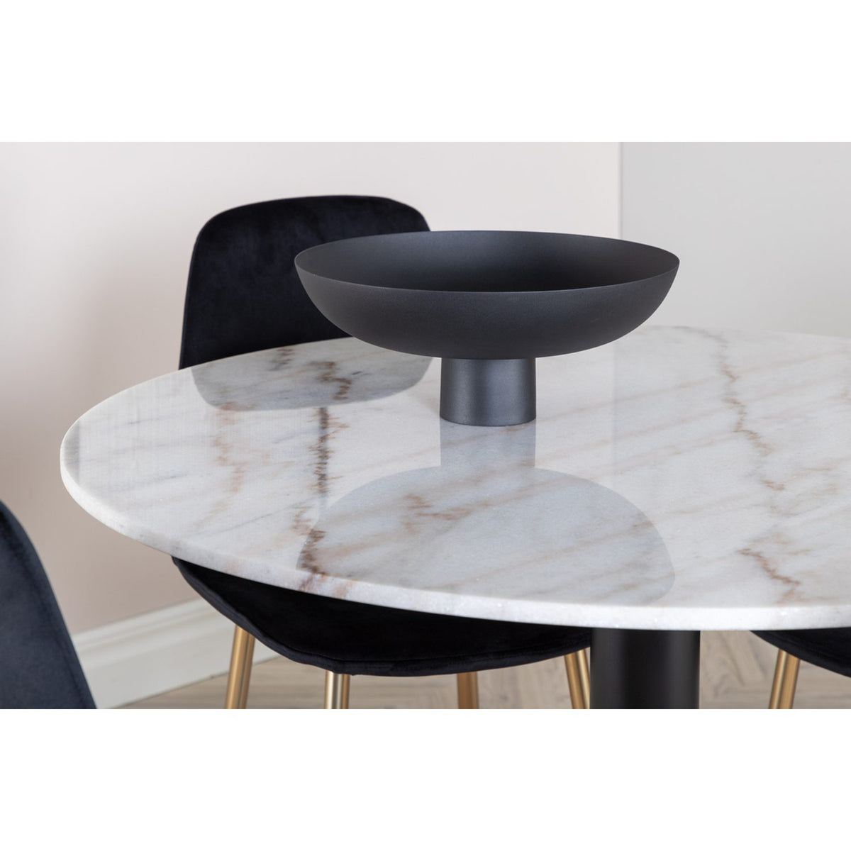 Estelle, Polar Rund matgrupp Svart,Guld, Svart,Vit, ⌀106