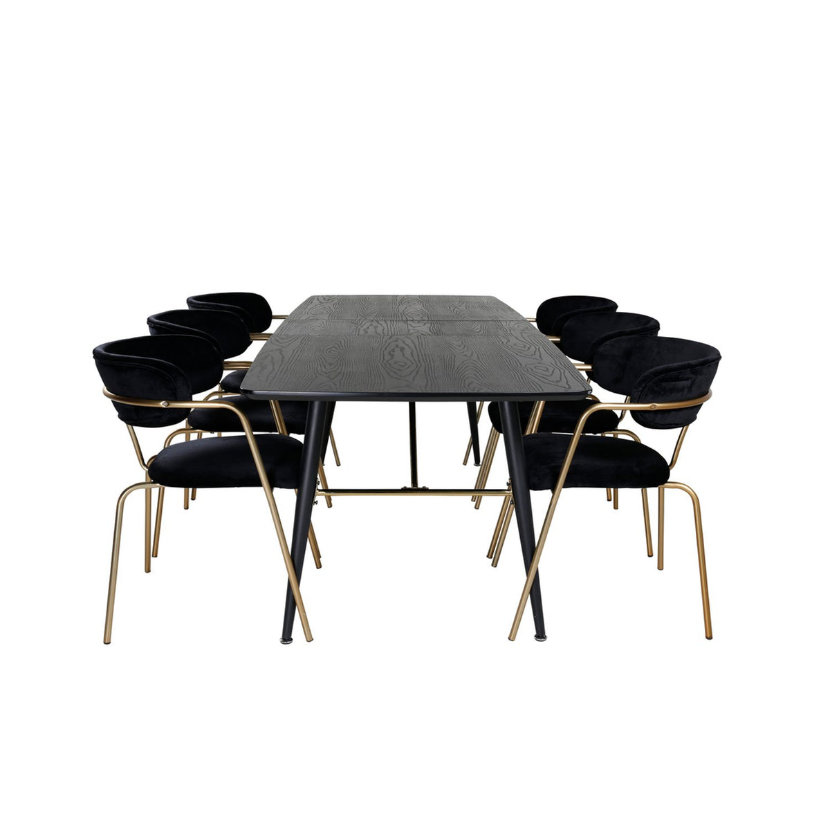Gold, Arrow Rektangulär matgrupp Svart,Guld, Svart, 180 x 85