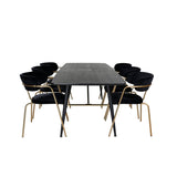 Gold, Arrow Rektangulär matgrupp Svart,Guld, Svart, 180 x 85
