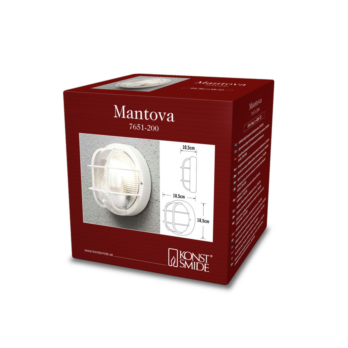 Mantova E27 Vägglampa Ute Vit