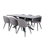 Piazza, Velvet Rektangulär matgrupp Svart,Grå, Svart, 180 x 90