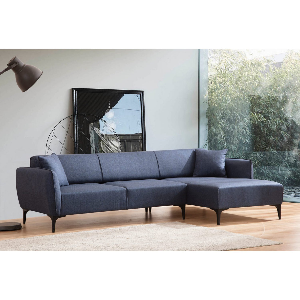 Gaborone (270-140 x 95 x 67 cm) Hörnsoffa Blå, Höger