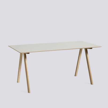 CPH 10 L160 × B80 × H74 cm Skrivbord Off-white – linoleum, massiv ek med vattenbaserad lack