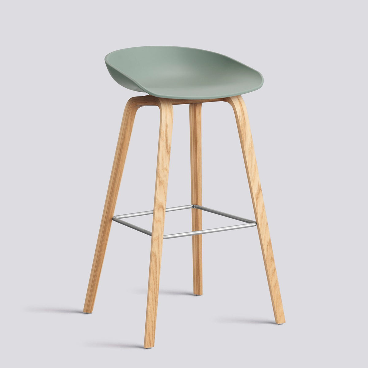 AAS 32 75 cm Barpall Fall green 2.0, ekfaner med vattenbaserad lack, Rostfritt stål