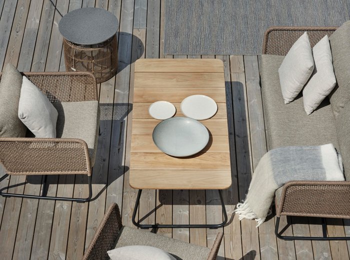 Nolli Soffbord 140x70 cm Svart/Teak