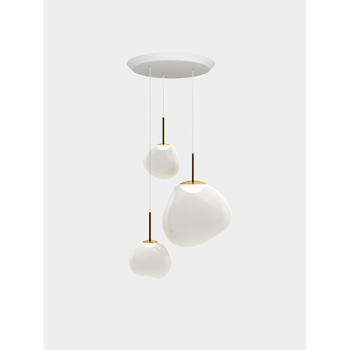 Melt Trio Round Pendelsystem LED Opalescent, Gold