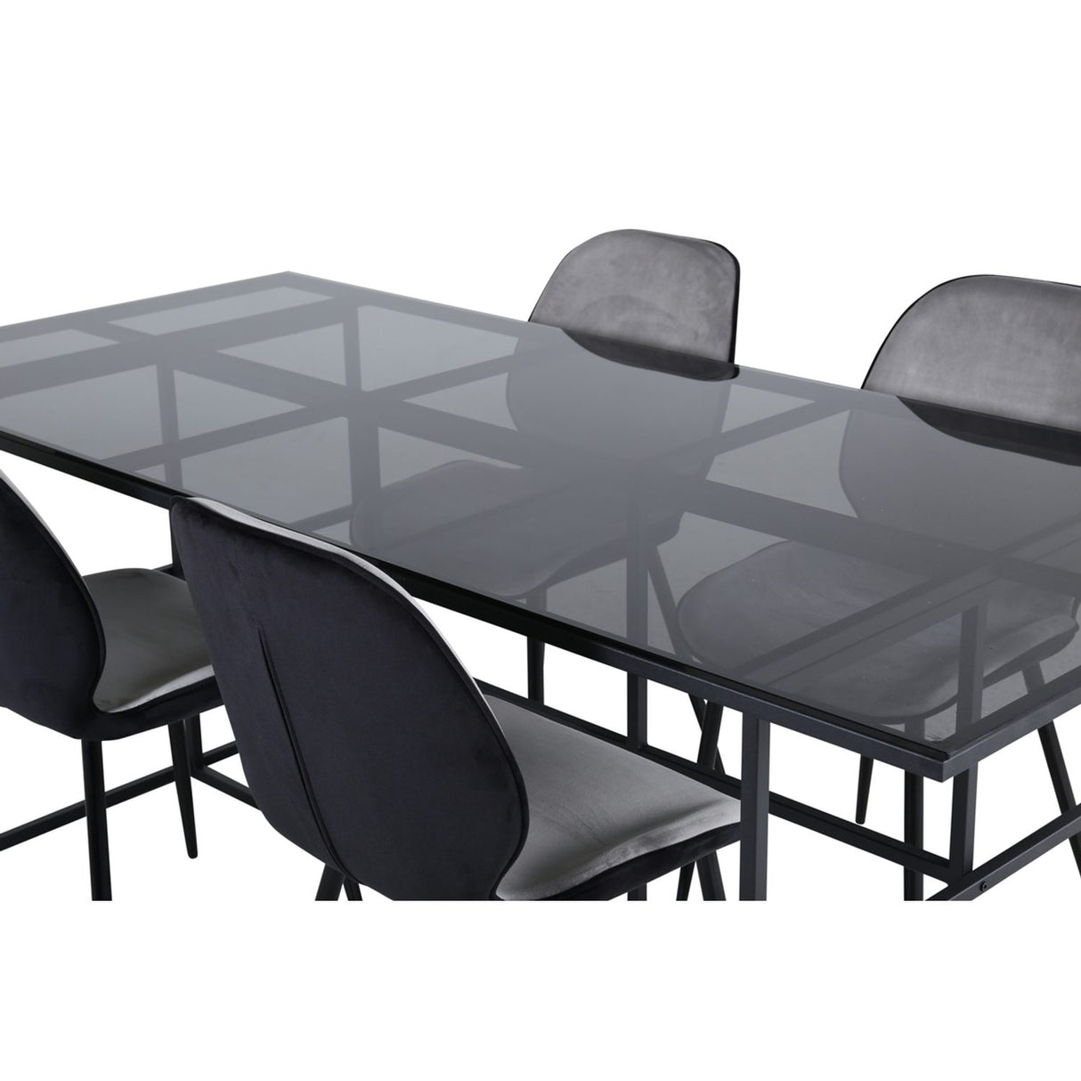 Leif, Emma Rektangulär matgrupp Svart,Grå, Svart, 200 x 90