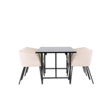 Astrid, Berit Rektangulär matgrupp Beige,Svart, Svart, 200 x 90