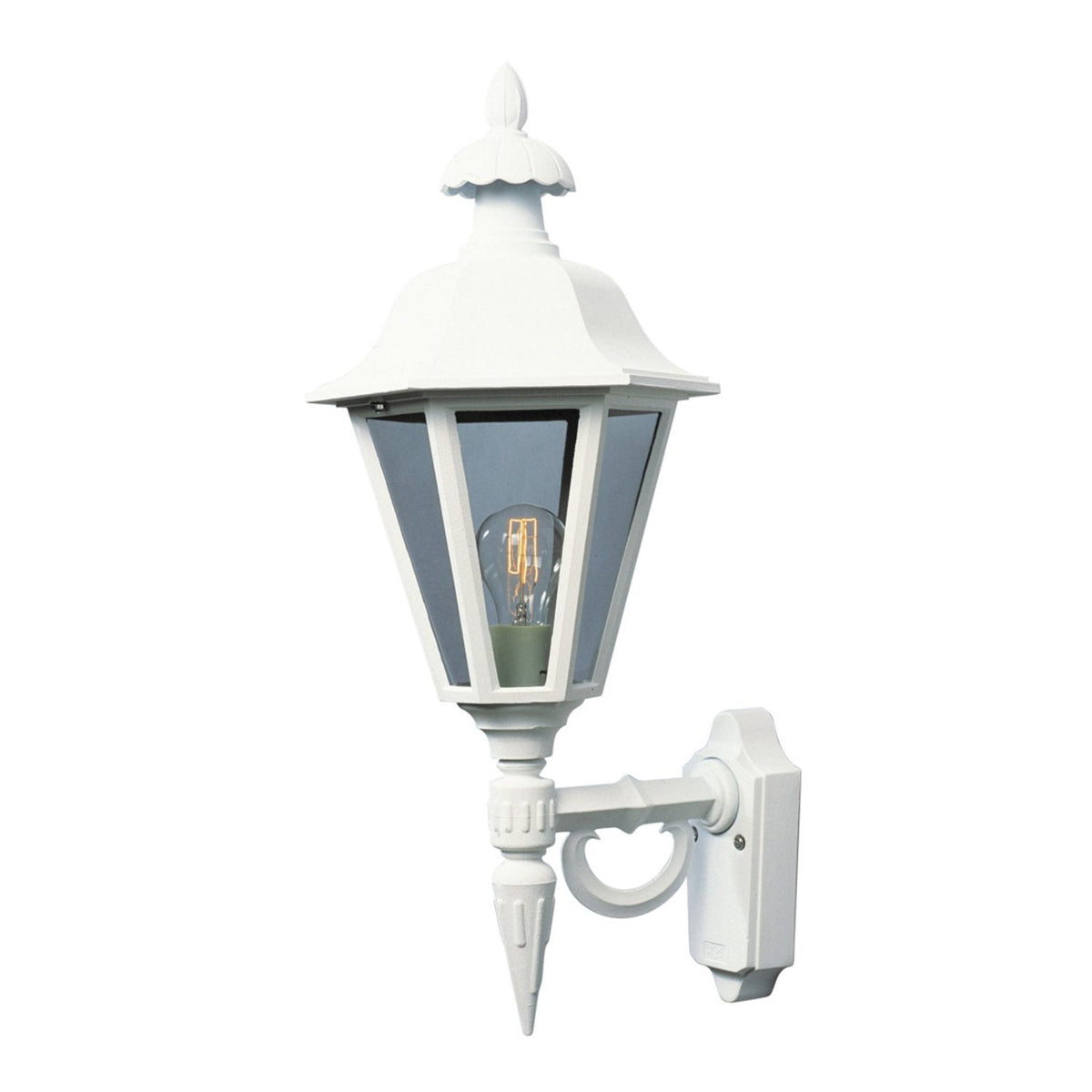 Pallas E27 Stor Vägglampa Ute Upp, Mattvit