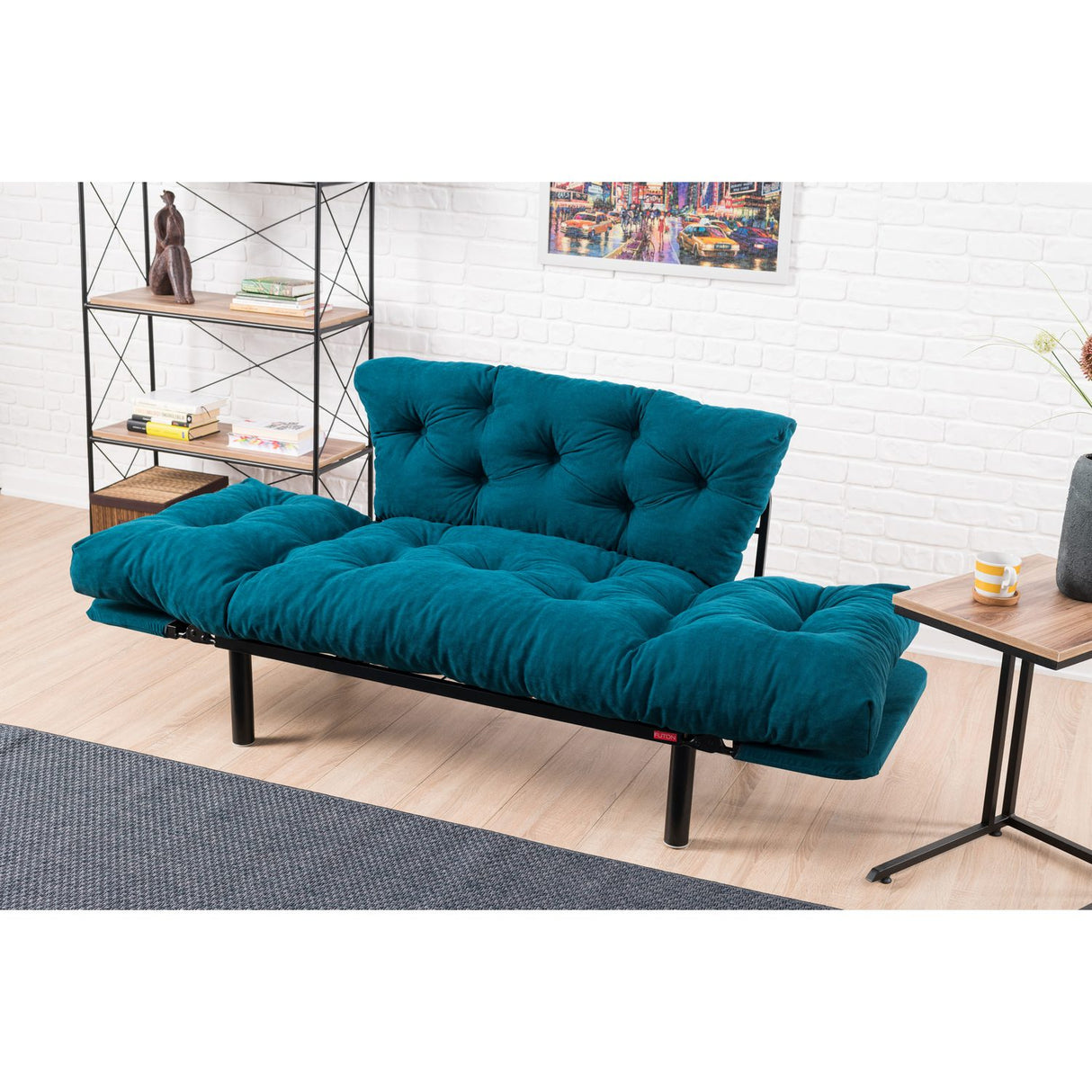Helsingfors (155 x 85 x 70 cm) 2-sits bäddsoffa Petrolblå