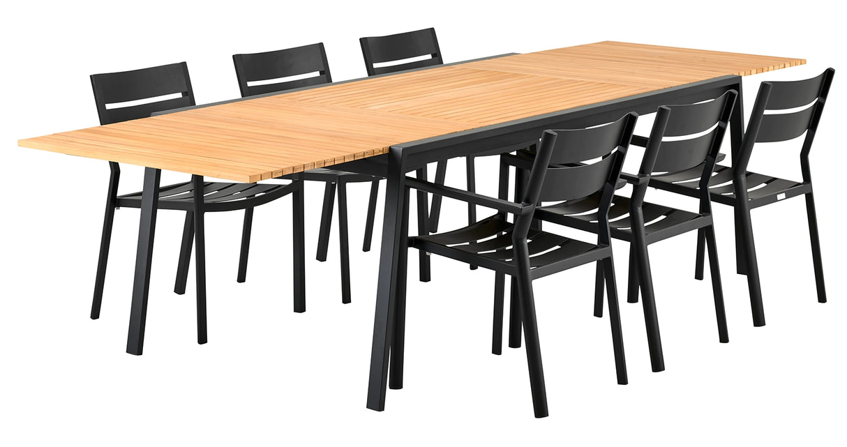 Naos Matgrupp 100x220-320 cm ink Delia Karmstolar Svart/Teak